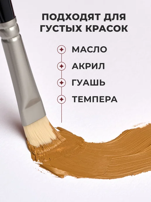 Малевичъ Кисть из синтетики №20, плоская, вариант, фото 4