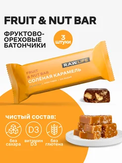 Батончики без сахара Fruit & Nut Соленая карамель, 3 шт R.A.W.LIFE 117645710 купить за 356 ₽ в интернет-магазине Wildberries