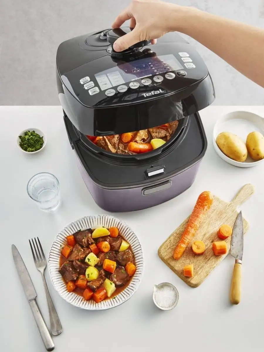 Мультиварка-скороварка CY625D32 со сферической чашей, черная Tefal  117650455 купить за 17 939 ₽ в интернет-магазине Wildberries