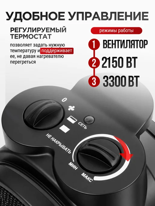 РЕСАНТА Тепловая пушка электрическая ТЭПК-3К, черный, фото 3