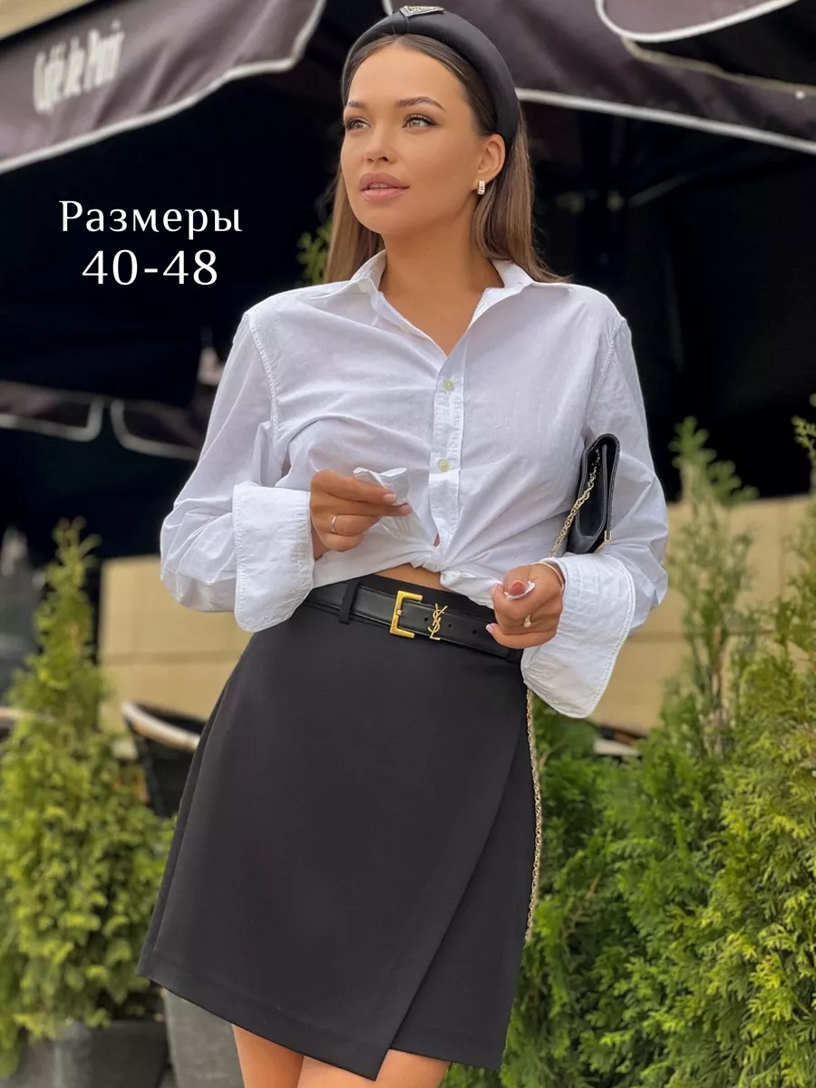 Мини юбка с запахом школьная короткая офисная осень TOTALLOOK 117784828  купить за 1 281 ₽ в интернет-магазине Wildberries