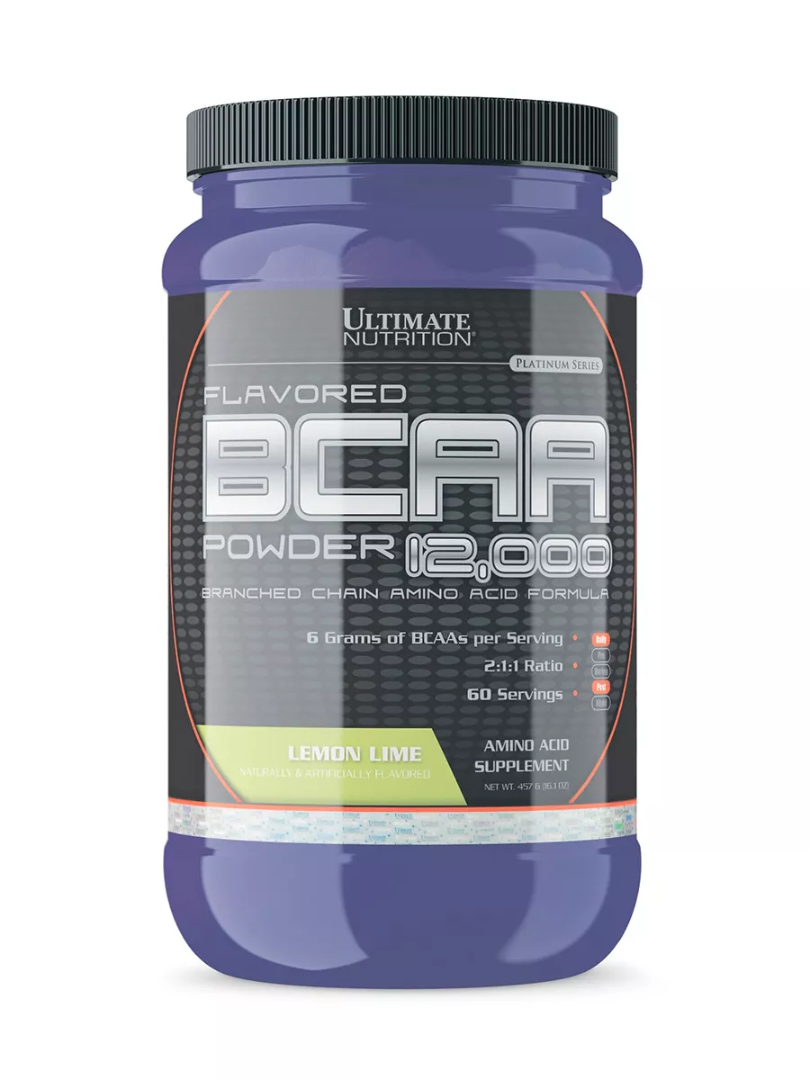 Аминокислоты БЦАА 12000, BCAA, 457 г - Лимон -лайм
