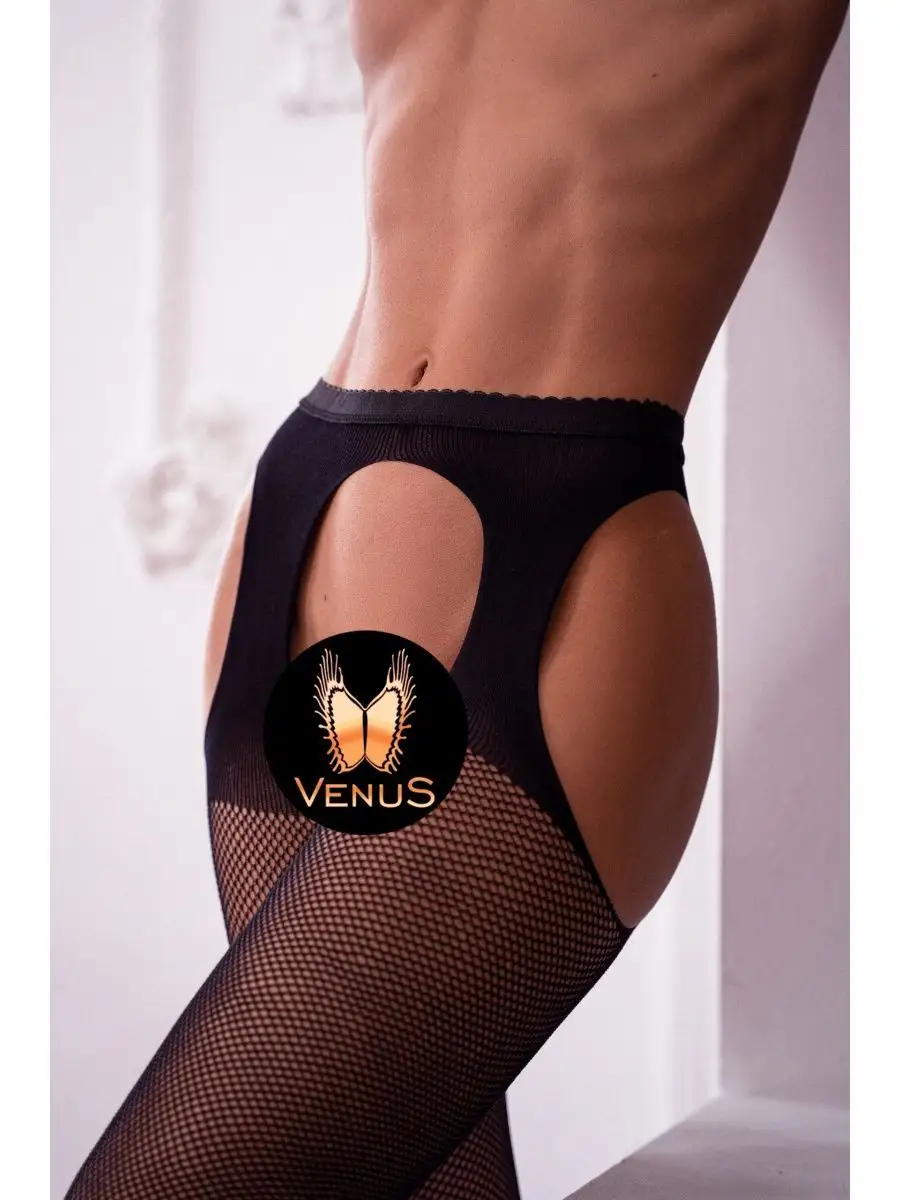 MYVENUS Чулки женские эротические секс колготки с поясом черные 18+