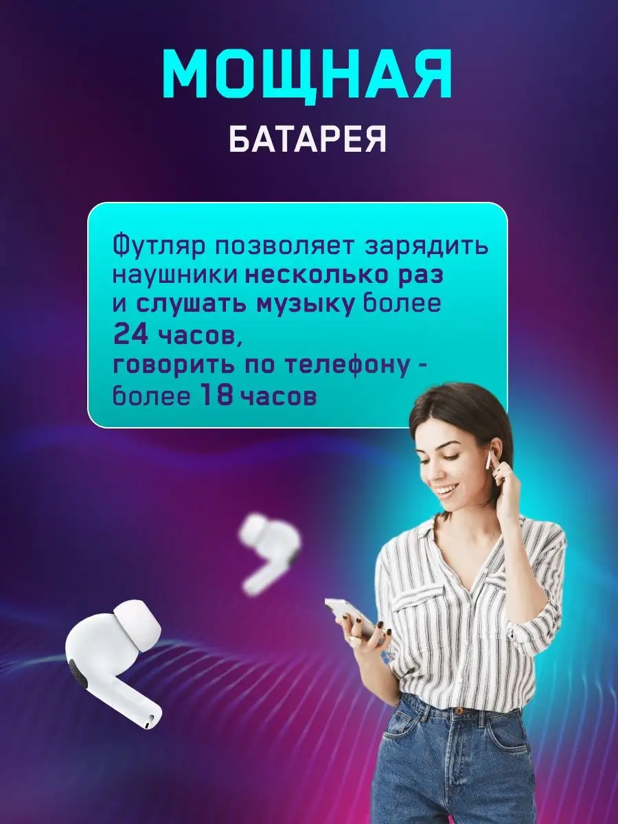 Наушники беспроводные Pro шумоподавлением iPhone и Android DODS 118022173  купить в интернет-магазине Wildberries