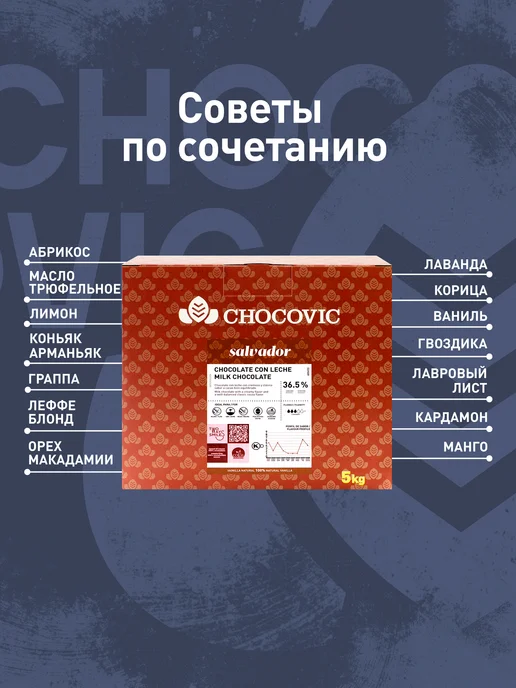 Chocovic Шоколад молочный Чоковик Salvador 36,5% (5 кг), 5 кг, фото 2