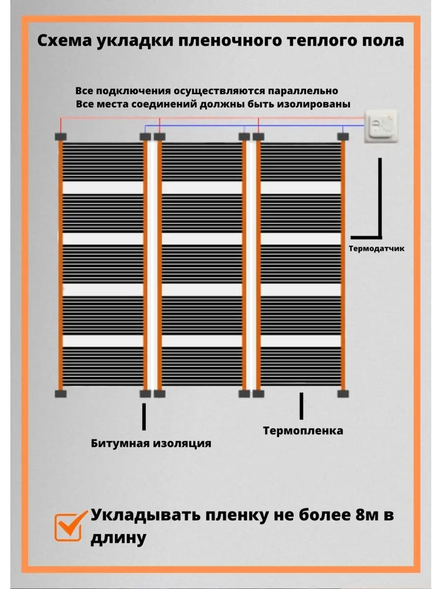 Монтажный комплект для плёночного инфракрасного теплого пола Теплософт  118205787 купить за 1 134 ₽ в интернет-магазине Wildberries