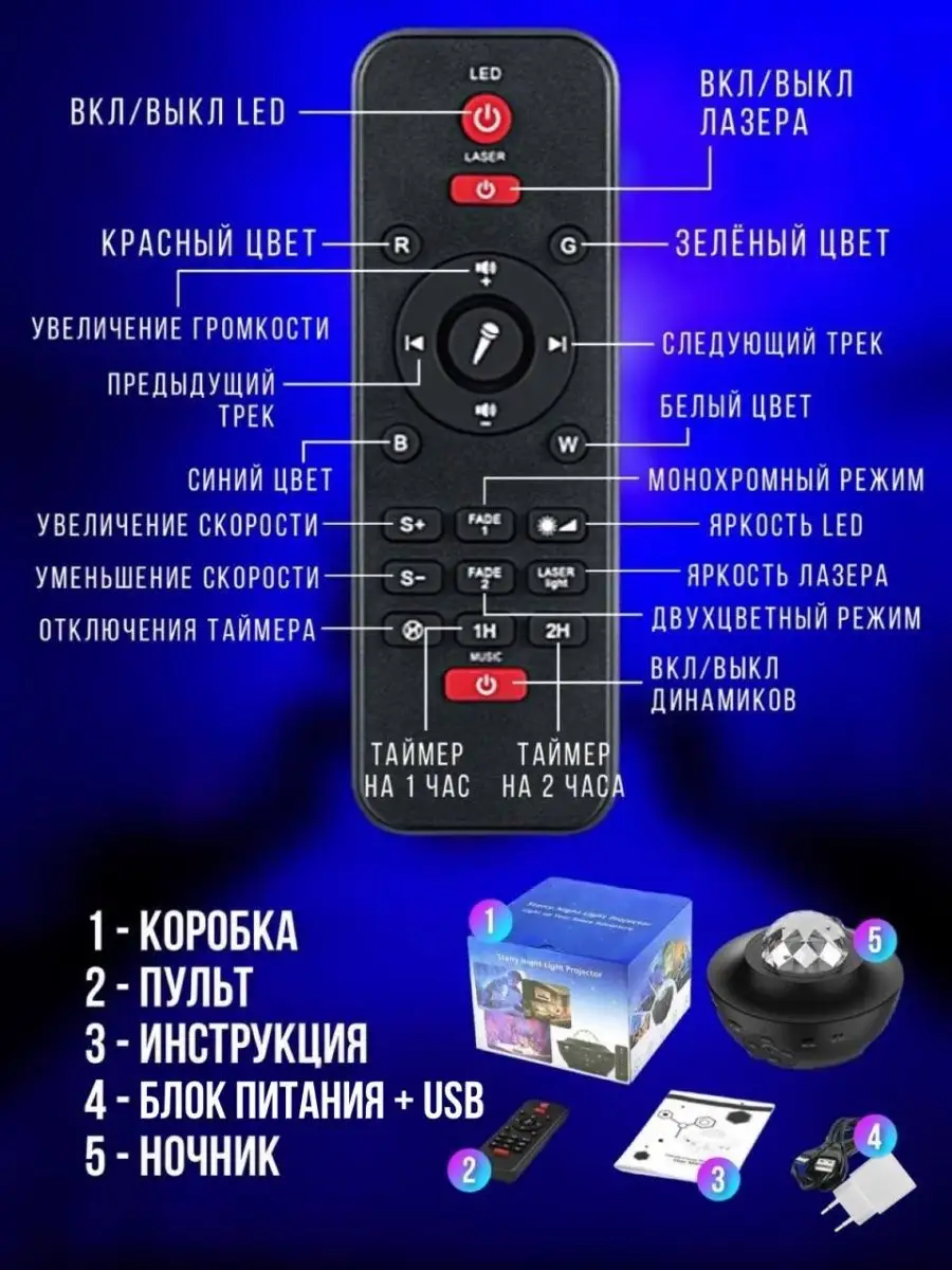 Ночник звездное небо с Приложением Wi-Fi Daskus 118396149 купить за 3 170 ₽  в интернет-магазине Wildberries