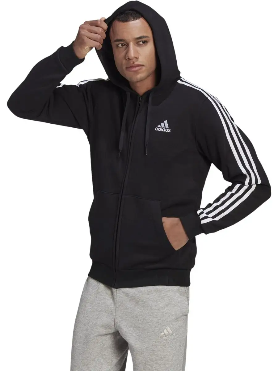 Adidas 3 stripe store fleece hoodie