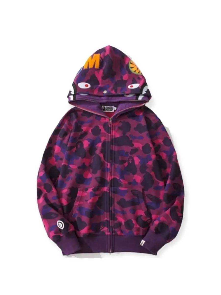 Bape color camo detachable shark full zip hoodie purple hotsell