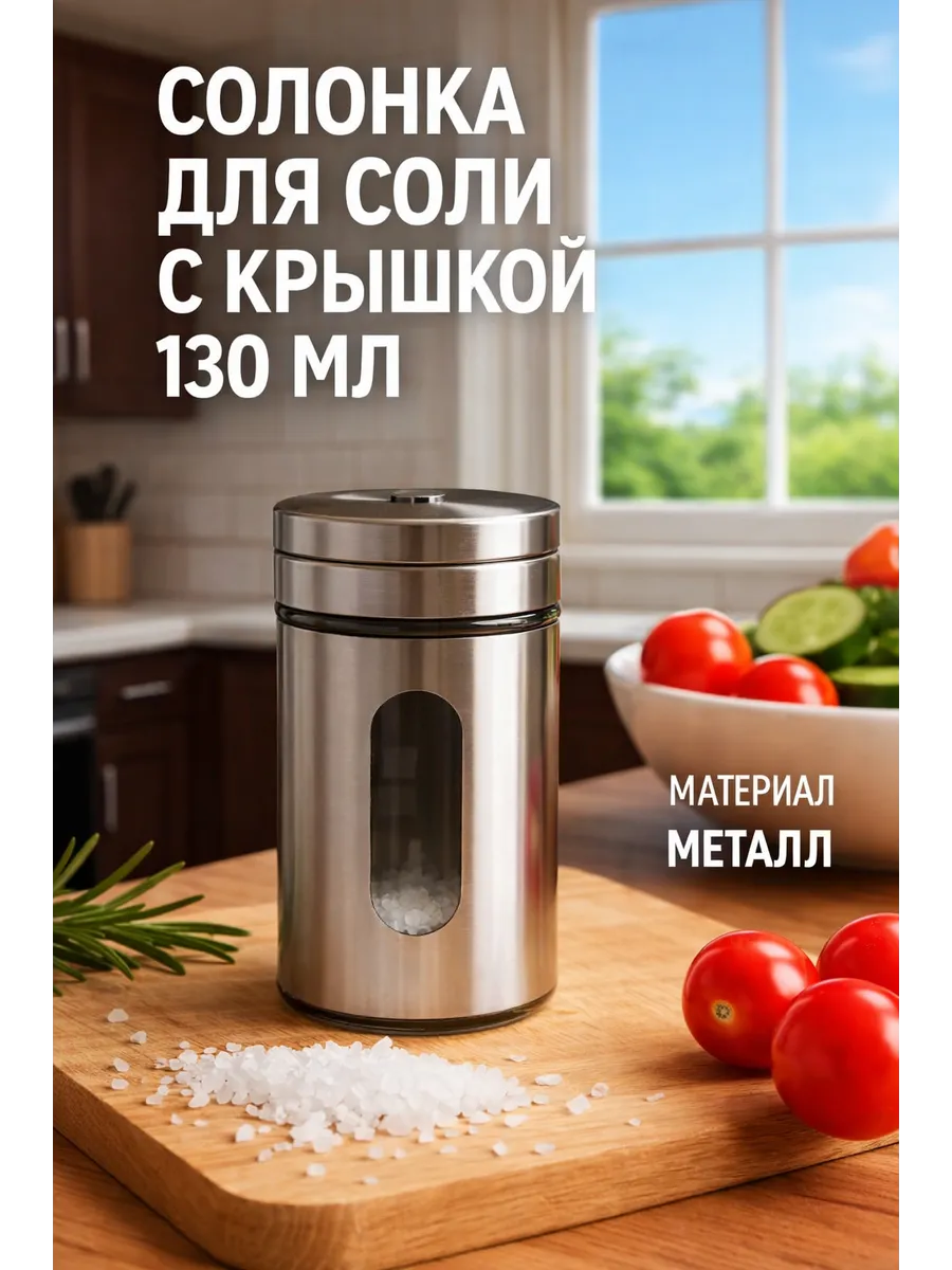 Солонка для соли с крышкой 130 мл