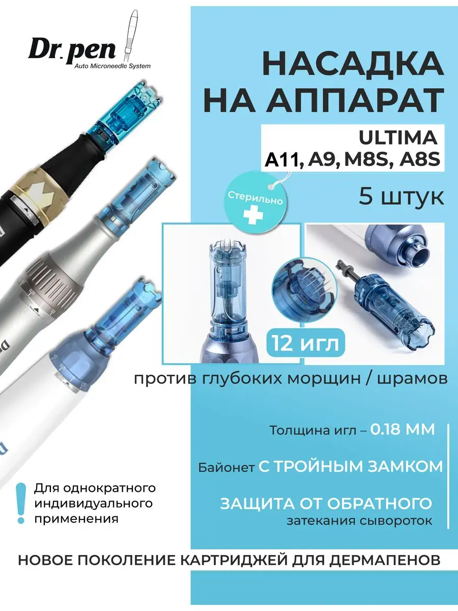Картридж для дермапен A11 A9 A8s M8s 12 игл, 5 шт.
