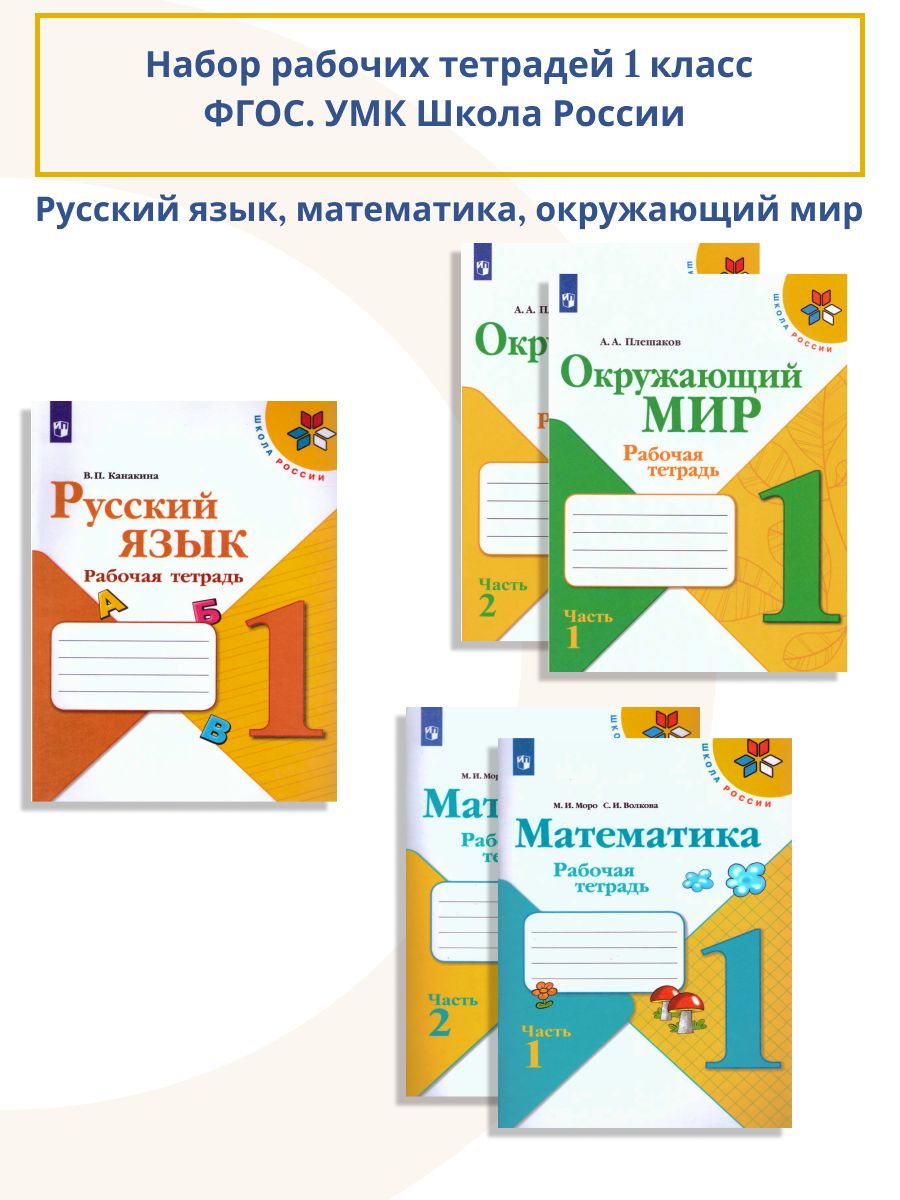 Набор рабочих тетрадей 5 штук. 1 класс. УМК 