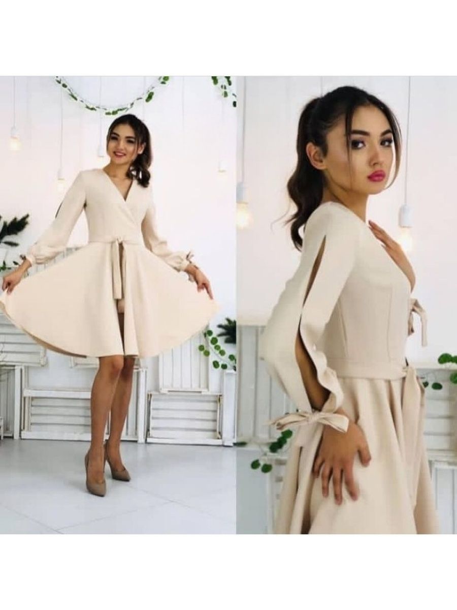 Платье романтичное бежевое Vanessa Style 119207529 купить за 2 157 ₽ в  интернет-магазине Wildberries