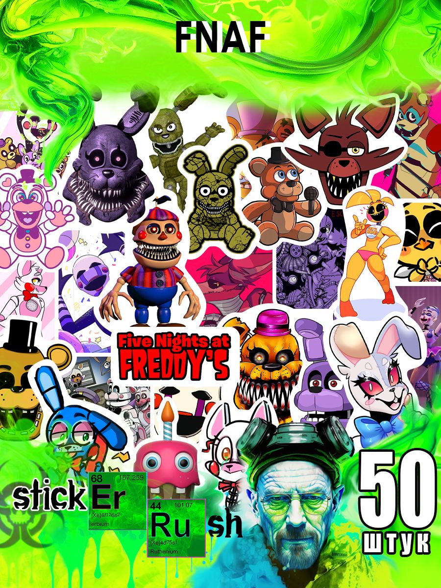 Стикеры наклейки на телефон стикерпак стикербук FNAF фнаф Sticker Rush  119351163 купить за 160 ₽ в интернет-магазине Wildberries