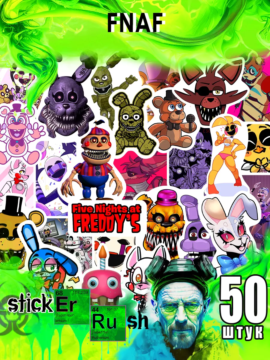 Стикеры наклейки на телефон стикерпак стикербук FNAF фнаф Sticker Rush  119351163 купить за 150 ₽ в интернет-магазине Wildberries