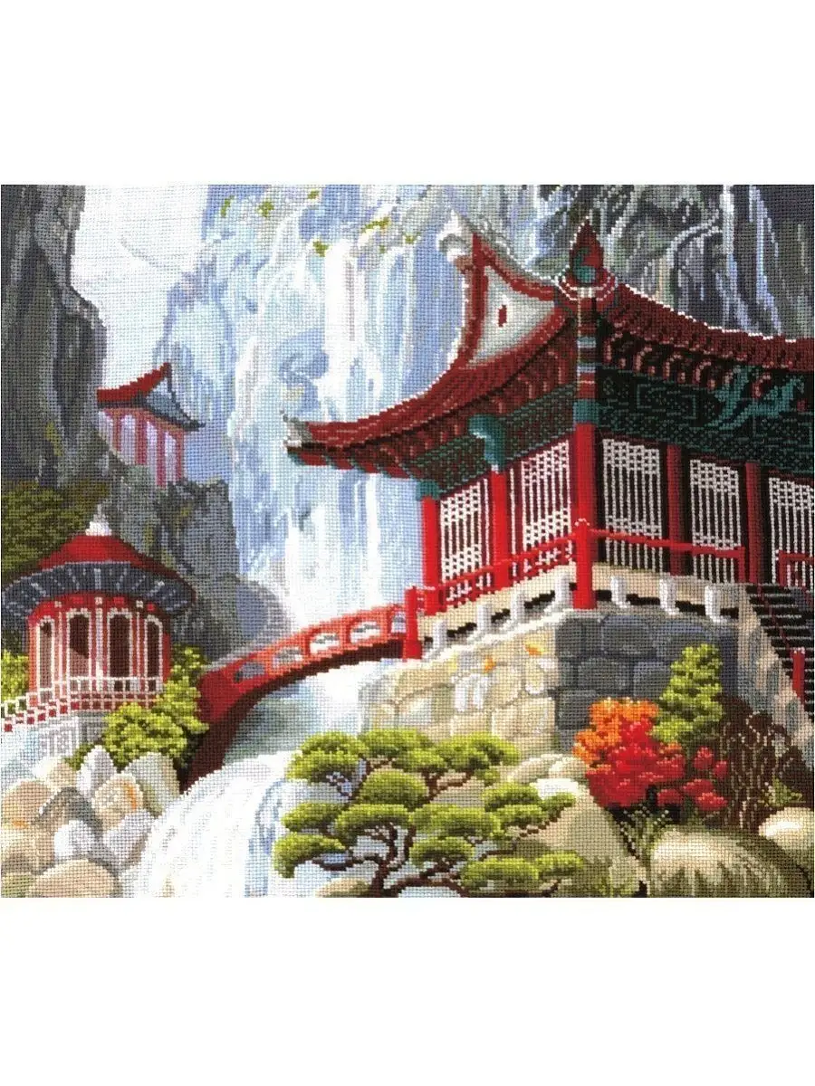 Набор для вышивания Сделай своими руками «Водопад и пагода » В-12