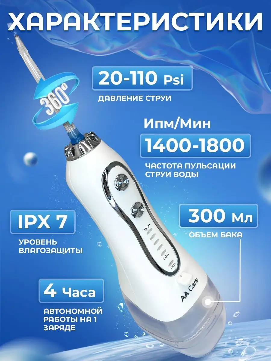 Ирригатор для зубов портативный AA Care 119409152 купить в  интернет-магазине Wildberries