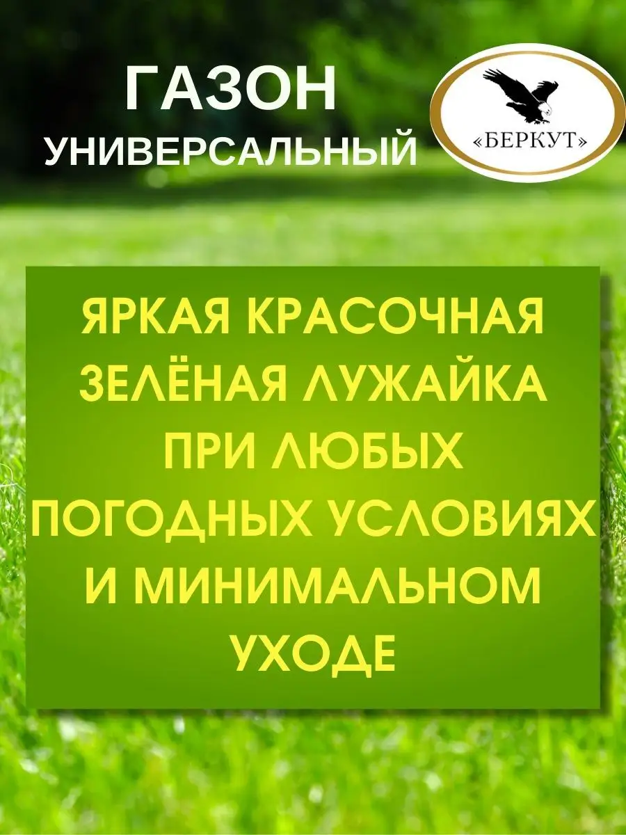 Семена газона универсальный смесь трав 3 кг Беркут 7 трав 119424389 купить  в интернет-магазине Wildberries