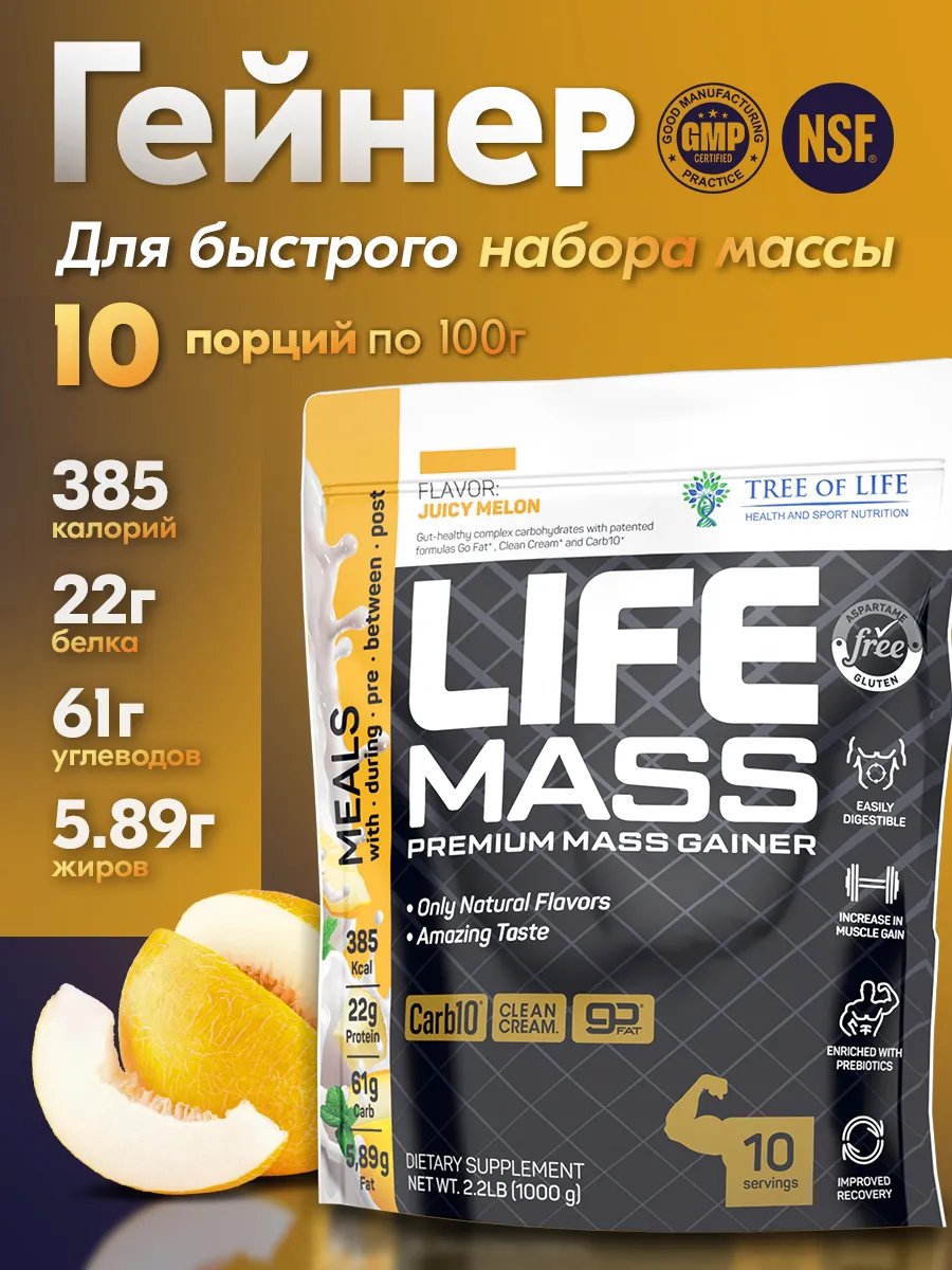 Гейнер для быстрого набора массы, высокобелковый 1кг