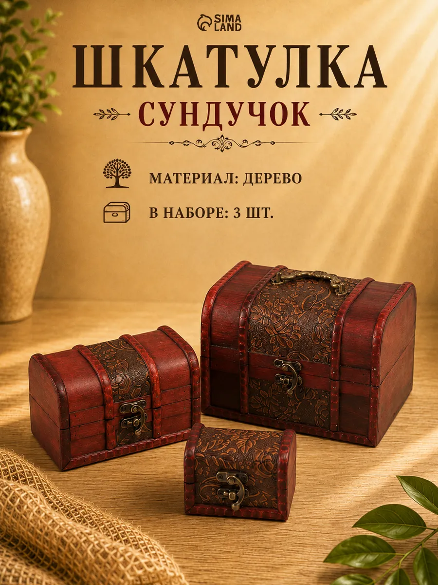 Набор шкатулок для украшений 3 шт