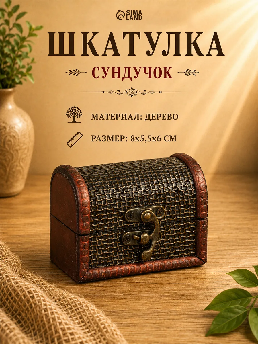 Шкатулка сундучок "Сеточка" 6х8х5,5 см