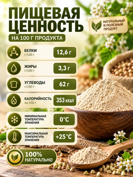 Запас здоровья Мука из зеленой гречки без глютена 1 кг, 1 кг, фото 2