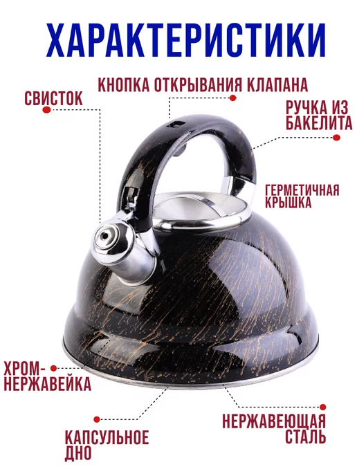 Чайник со свистком для плиты 3 л - фото 13