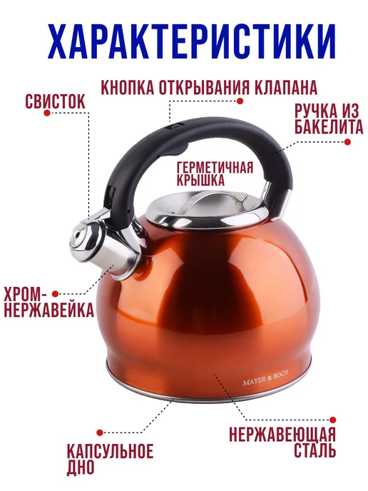 Чайник со свистком для плиты 3 л - фото 6