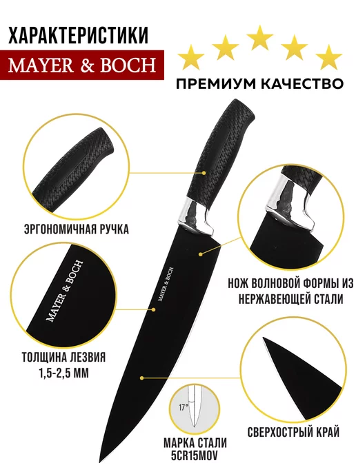 Ножи кухонные набор острые профессиональные 4 шт. - фото 8