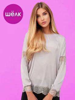 Свитшот с кружевом вечерний шелковый джемпер блузка офис Lussotico 120248377 купить за 3 480 ₽ в интернет-магазине Wildberries