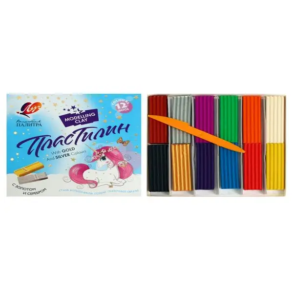 Пластилин, набор 12 цветов