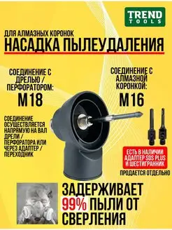 Насадка для пылеудаления для алмазных коронок М16-М18 TREND TOOLS 120275694 купить за 3 937 ₽ в интернет-магазине Wildberries