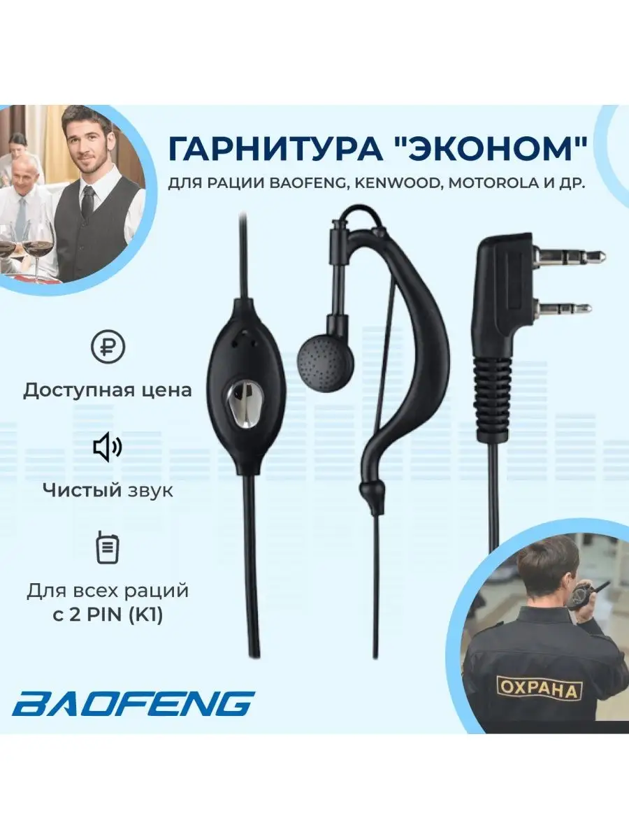 Гарнитура для рации Баофенг, Кенвуд, наушники для рации BAOFENG 120371467  купить за 256 ₽ в интернет-магазине Wildberries