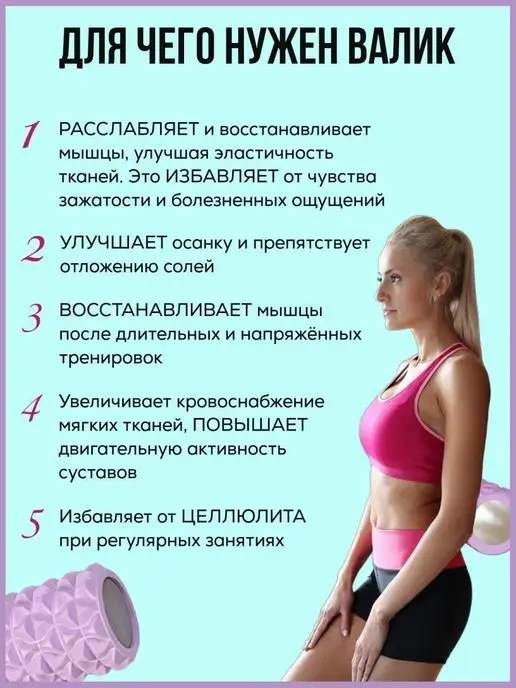SandraFit Валик массажный спортивный ролик мфр для спины, вариант, фото 5
