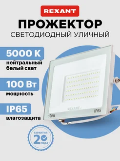 Прожектор светодиодный уличный 100Вт 5000К Rexant 120524150 купить за 888 ₽ в интернет-магазине Wildberries