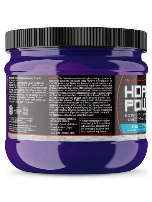 Ultimate Nutrition Предтренировочный комплекс Хорс Пауэр Икс, 225 г - Малина, 225 г, фото 3