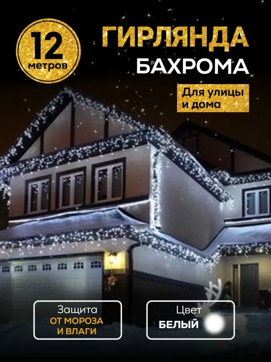 Гирлянда бахрома уличная 12м/новогодняя Ketrarum Home 120999122 купить за 1  014 ₽ в интернет-магазине Wildberries