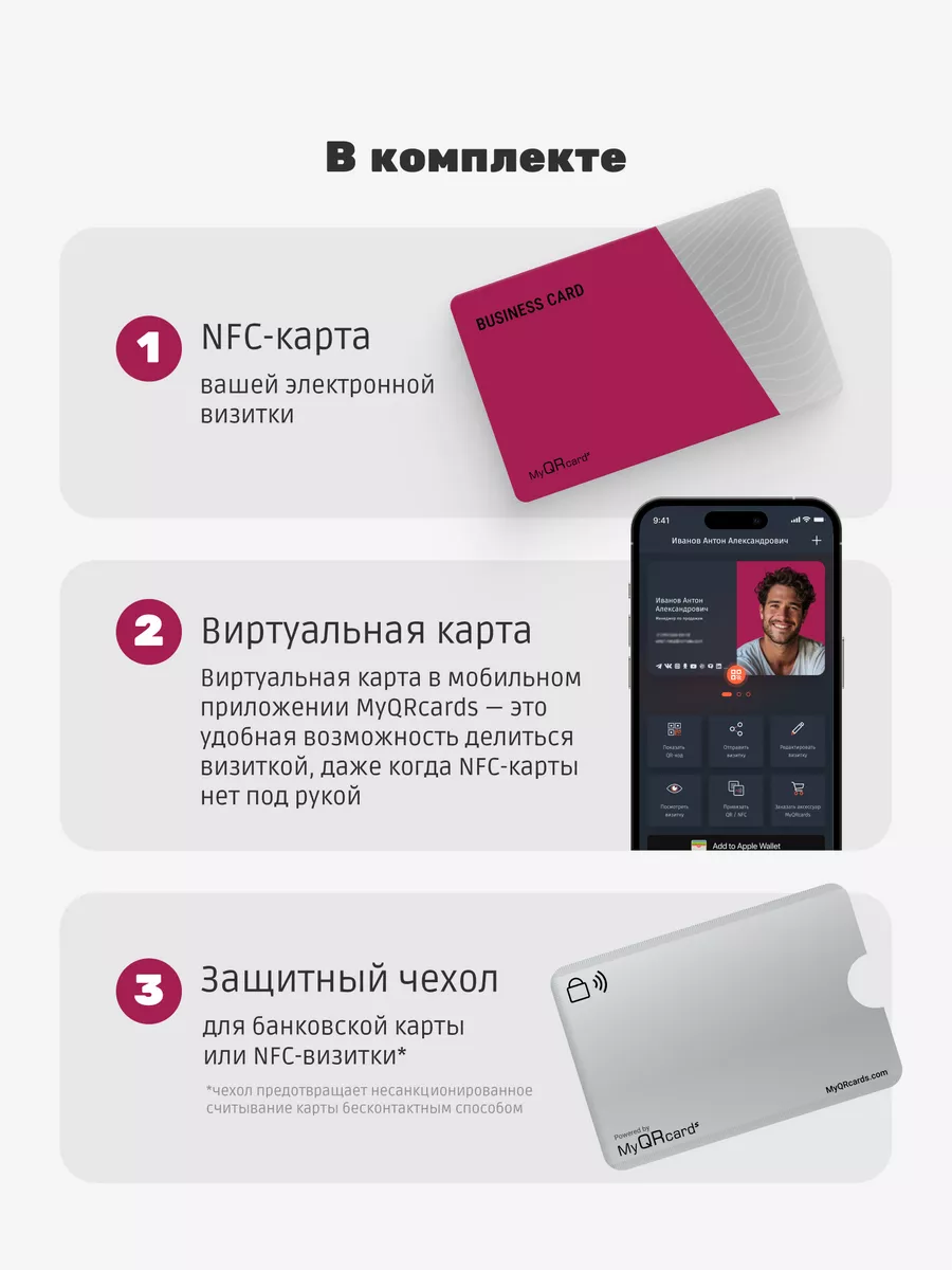 Умная электронная визитка на NFC-карте MyQRcards 122126323 купить за 1 284  ₽ в интернет-магазине Wildberries