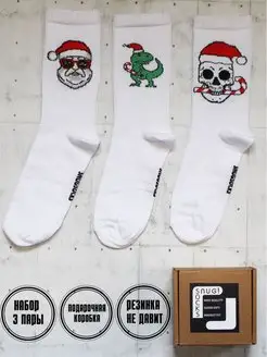 Носки новогодние с принтом набор высокие Snugsocks 122279238 купить за 547 ₽ в интернет-магазине Wildberries