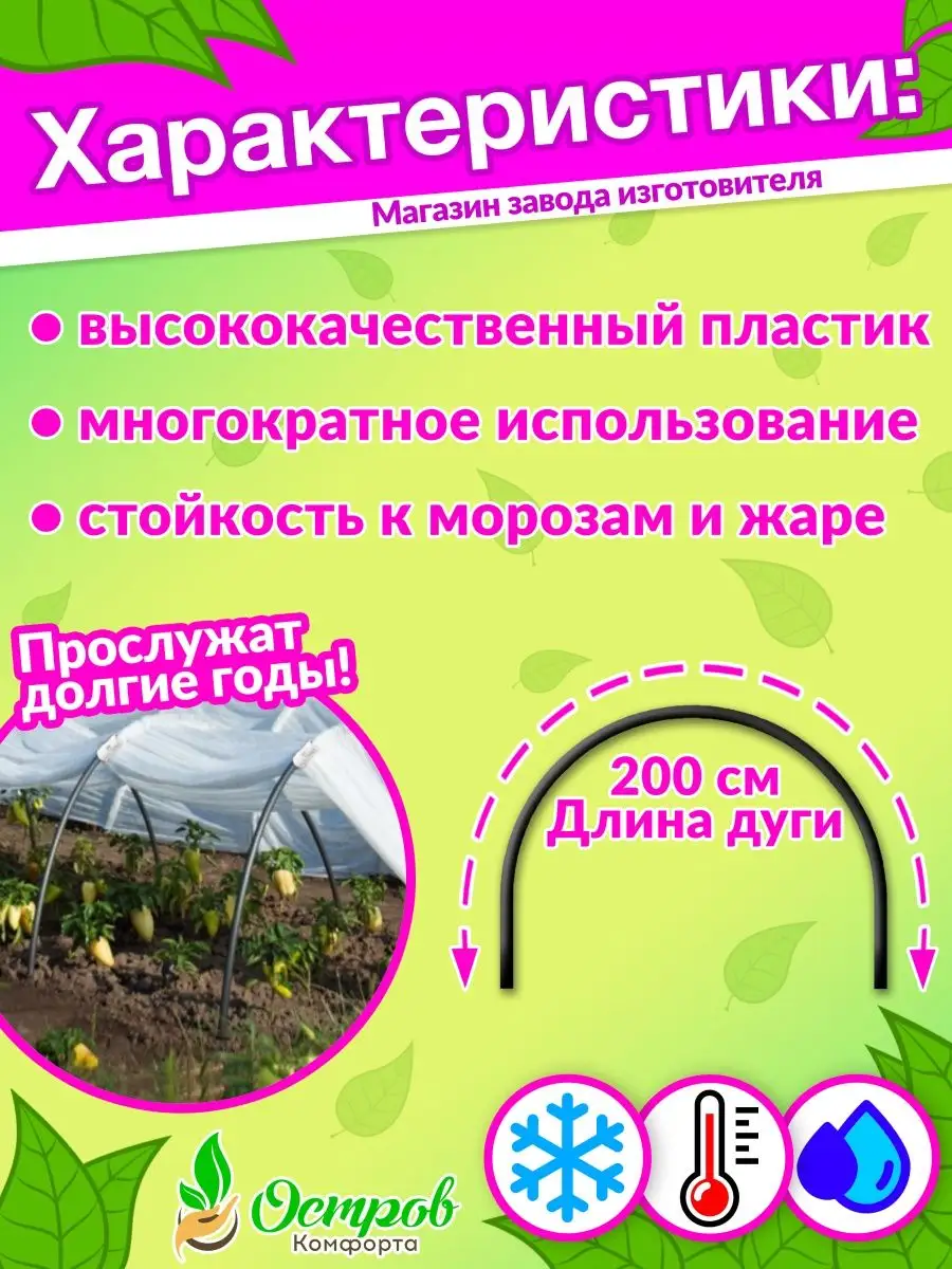 Дуги садовые для парника Парники и дуги для рассады огорода / Труба 20мм  122308772 купить за 1 188 ₽ в интернет-магазине Wildberries