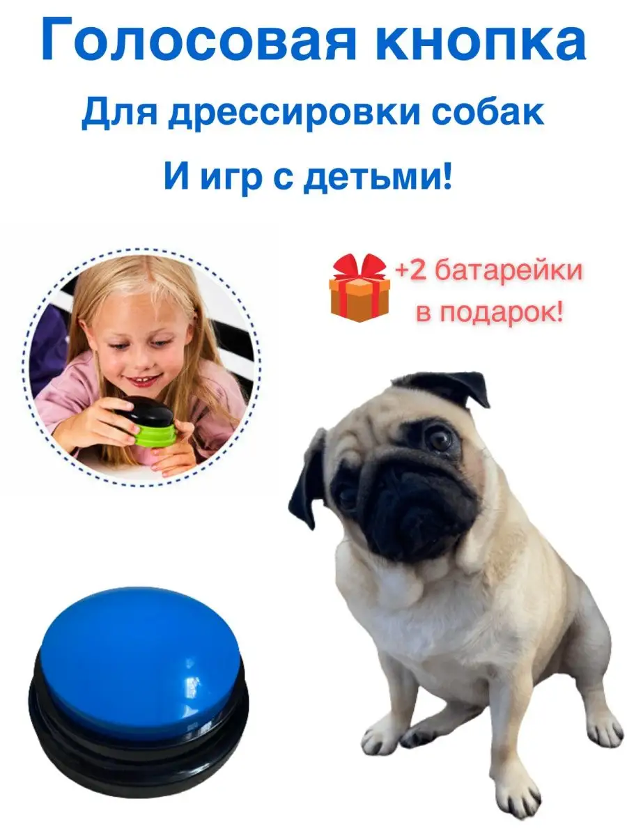 Голосовая кнопка игрушка для животных и детей PUG 122463195 купить за 359 ₽  в интернет-магазине Wildberries