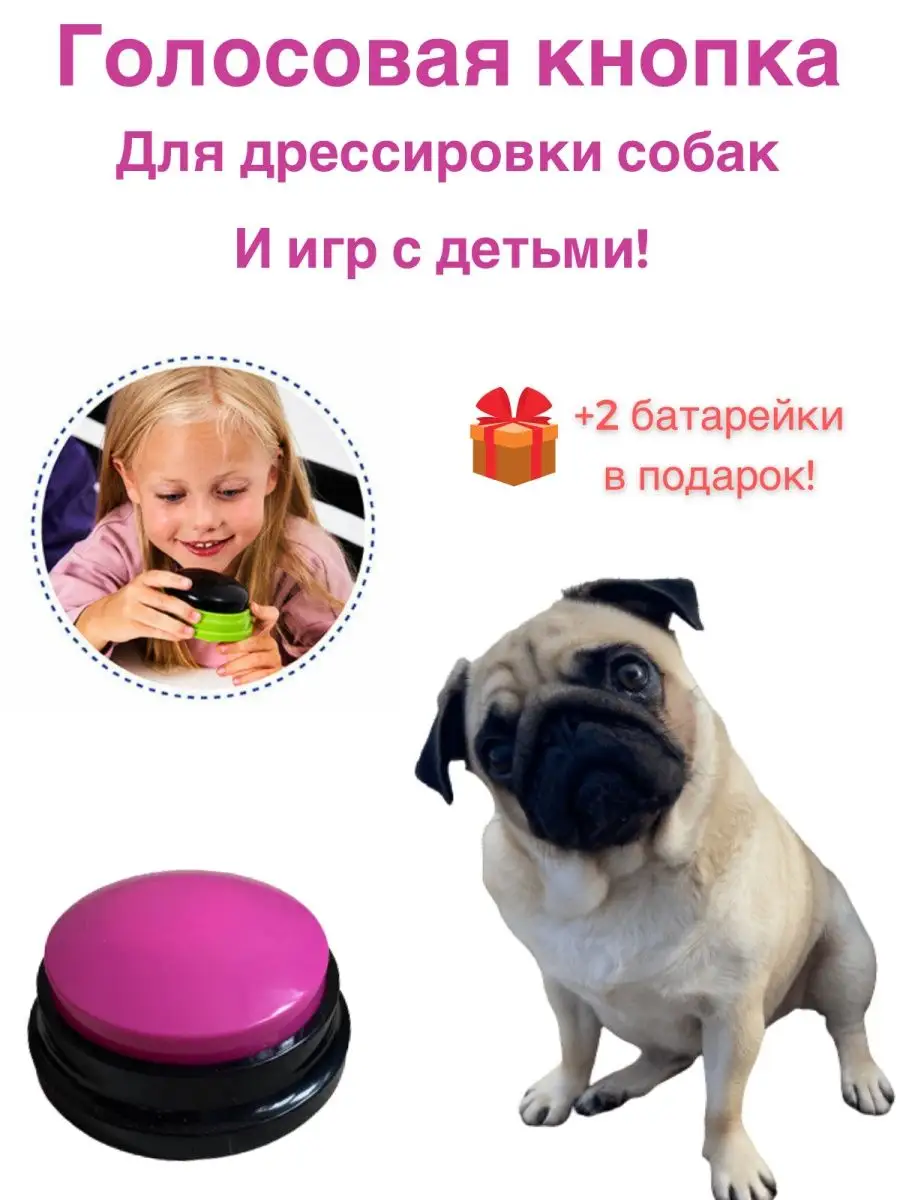 Голосовая кнопка игрушка для животных и детей PUG 122463206 купить за 359 ₽  в интернет-магазине Wildberries