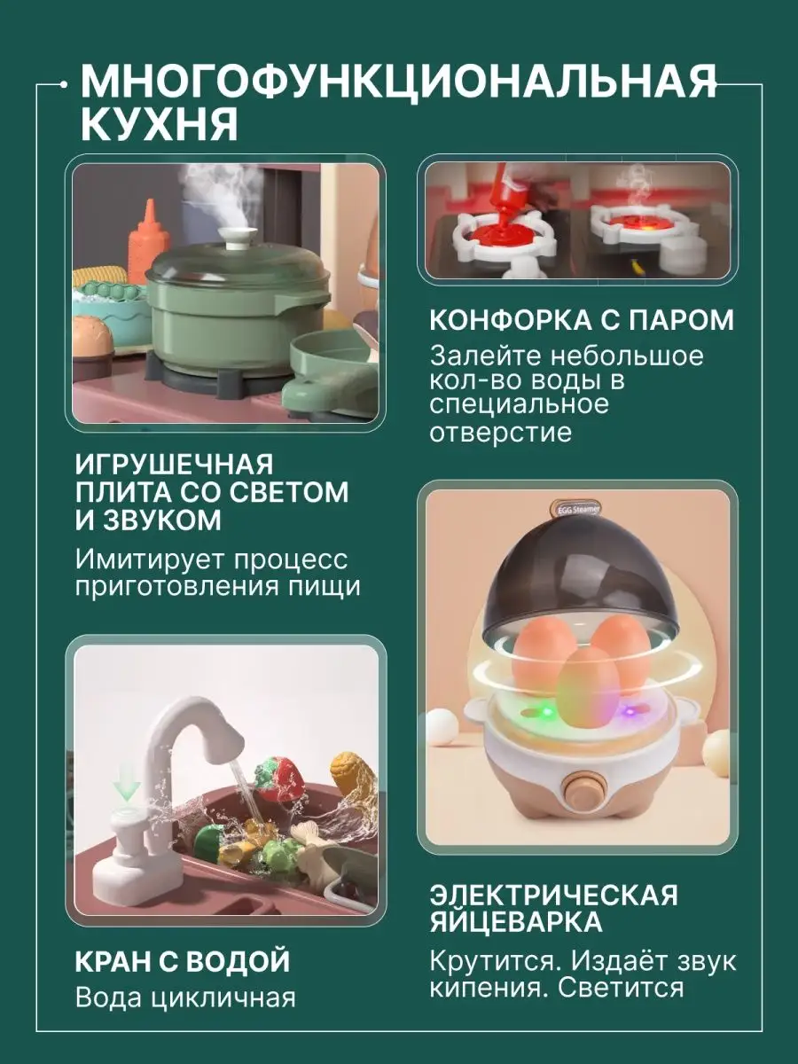 Кухня детская игровая с паром и водой, звук и свет TrendToys 122793457  купить за 5 560 ₽ в интернет-магазине Wildberries