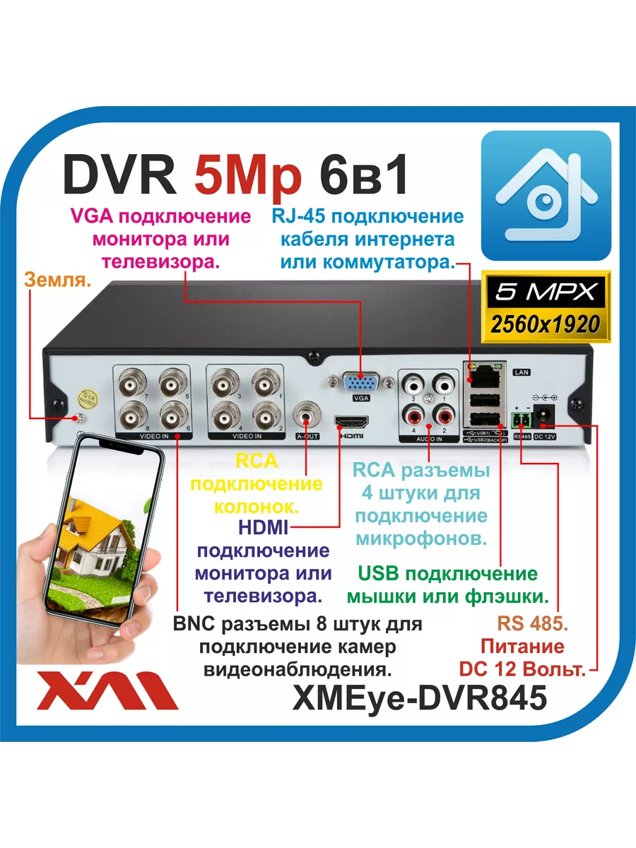 Регистратор видеонаблюдения DVR815 Xmeye 122883910 купить в  интернет-магазине Wildberries