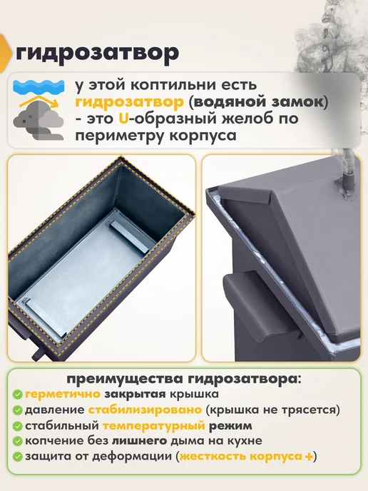 ROASTER Коптильня из стали 2 мм для горячего и холодного копчения, вариант, фото 7