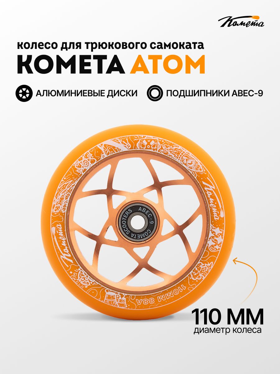 Комета атом. Колеса Комета. Колесо для трюкового самоката Комета 110мм атом 110/30. Комета детали для самоката. Трюковой самокат Комета.