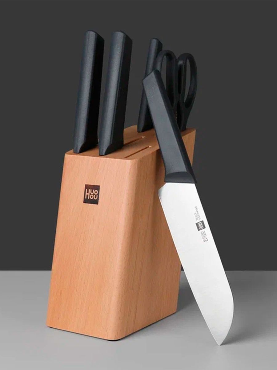 Ножи сяоми. Набор ножей Xiaomi Huo Hou Fire Kitchen Steel Knife Set с подставкой (6 предметов) hu0057. Ножи Xiaomi Huo Hou Knife..