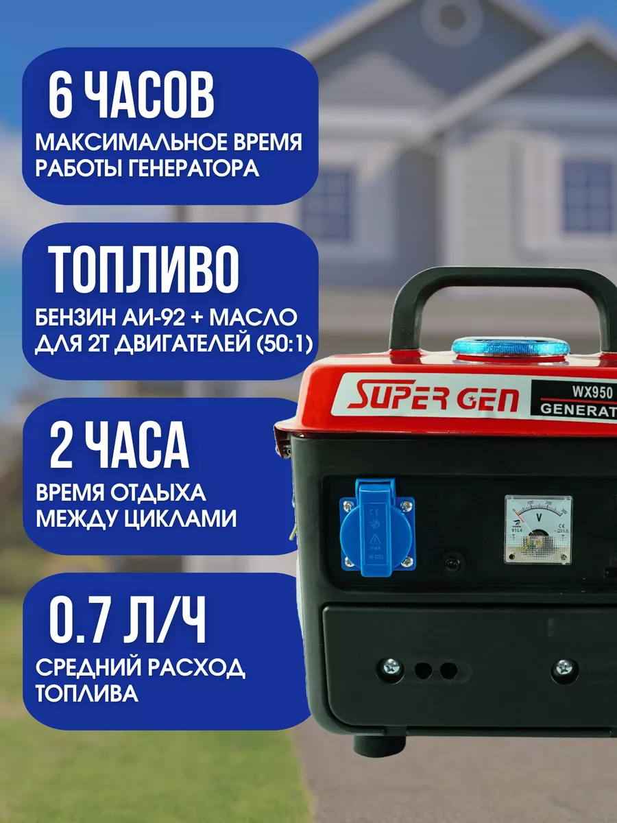 Генератор бензиновый на 220В 1 квт SUPERGEN 123080804 купить за 10 184 ₽ в  интернет-магазине Wildberries