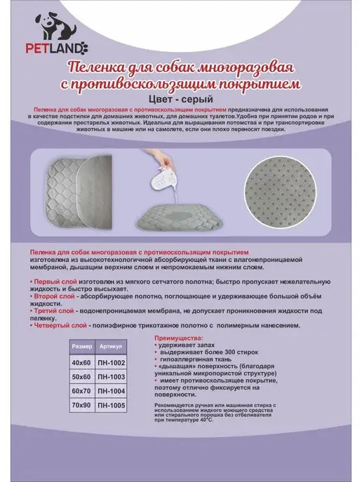 Petland Пеленка многоразовая для собак 70х90, 60x70, фото 7