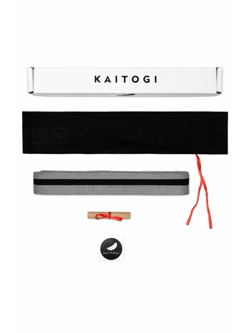 KAITOGI Пояс для Джиу Джитсу серия "Стандарт" серо-черный, черный, фото 5